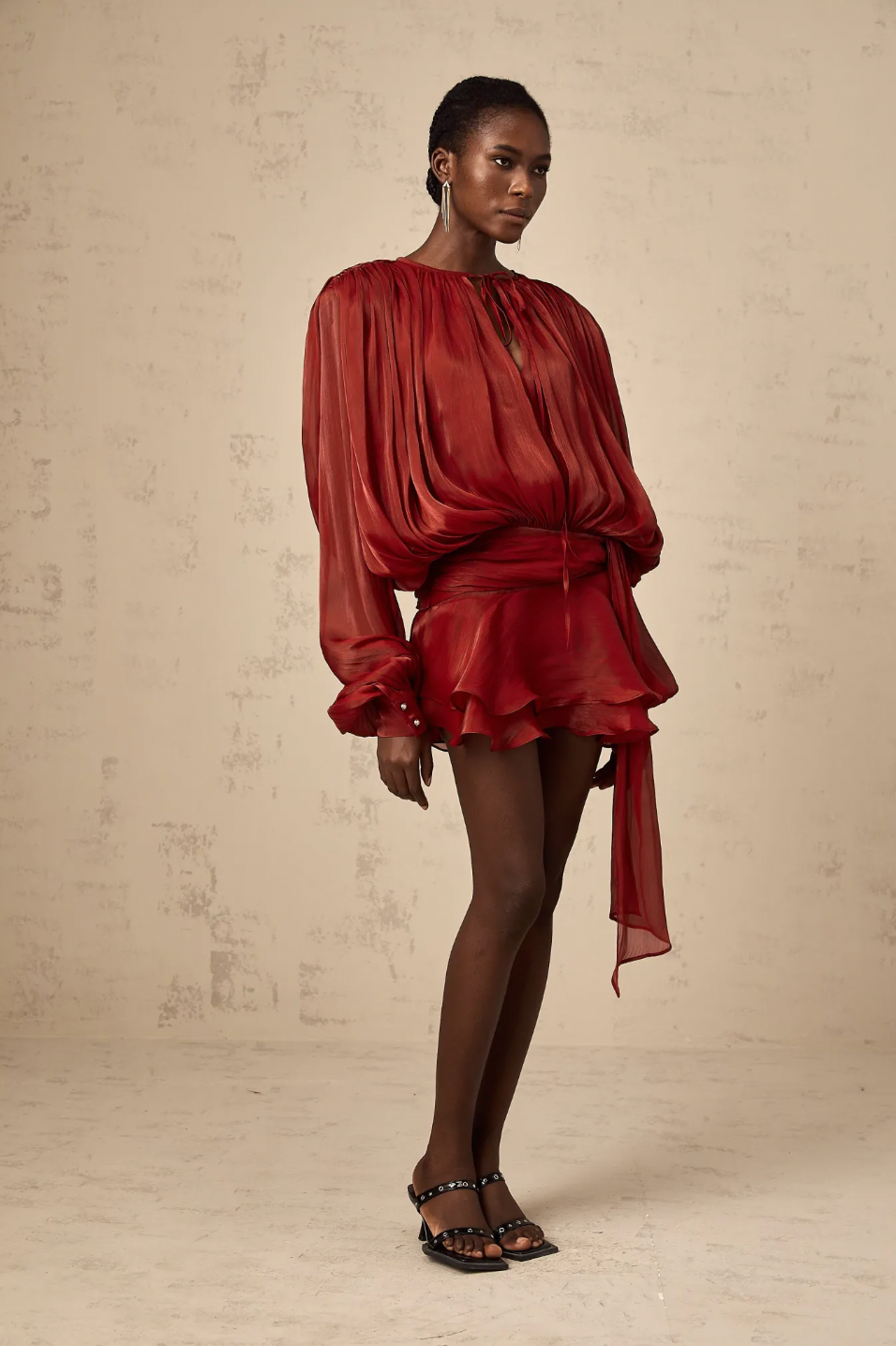 Stella Pleated Ruffled Mini Dress